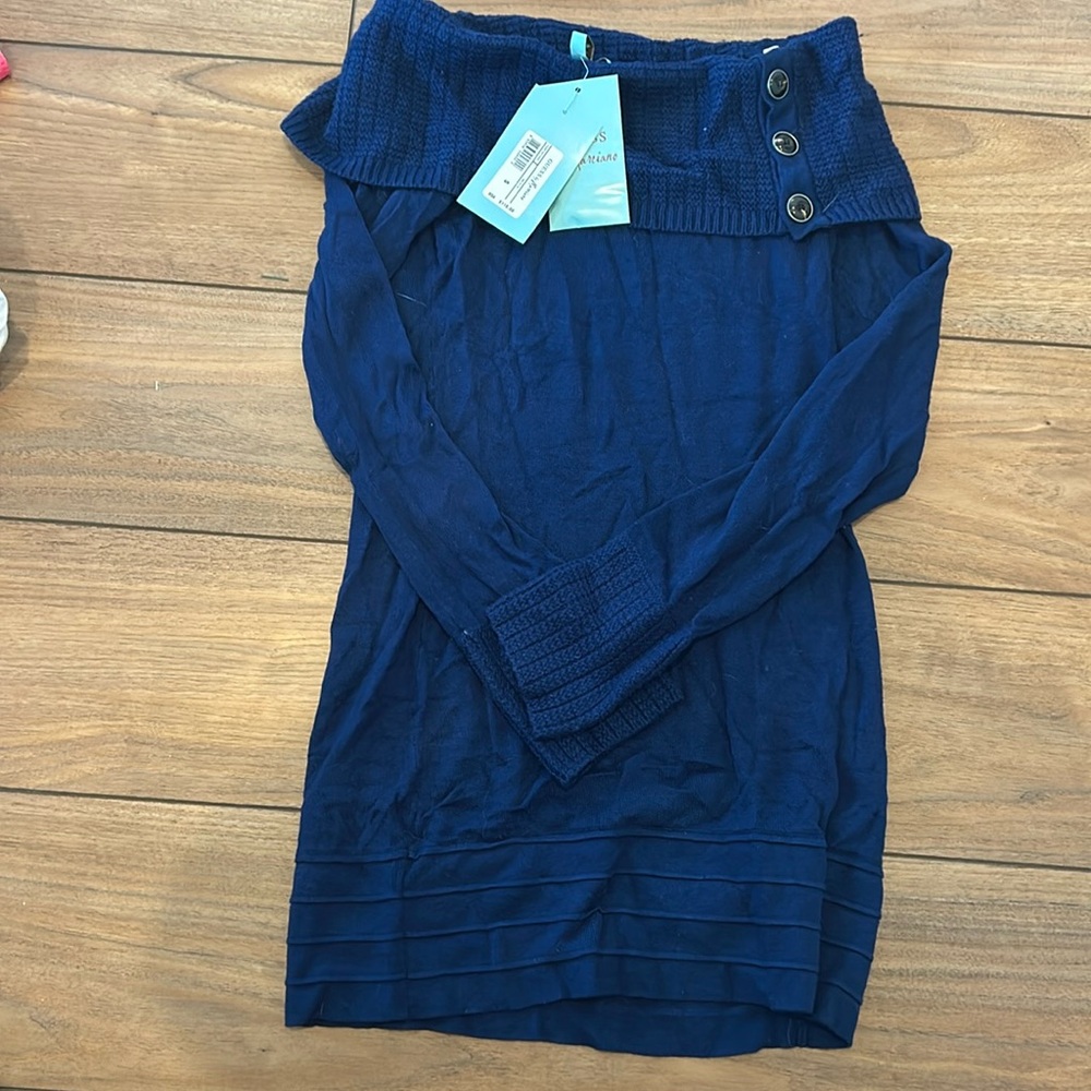 Elegant Blue Off-Shoulder Dress